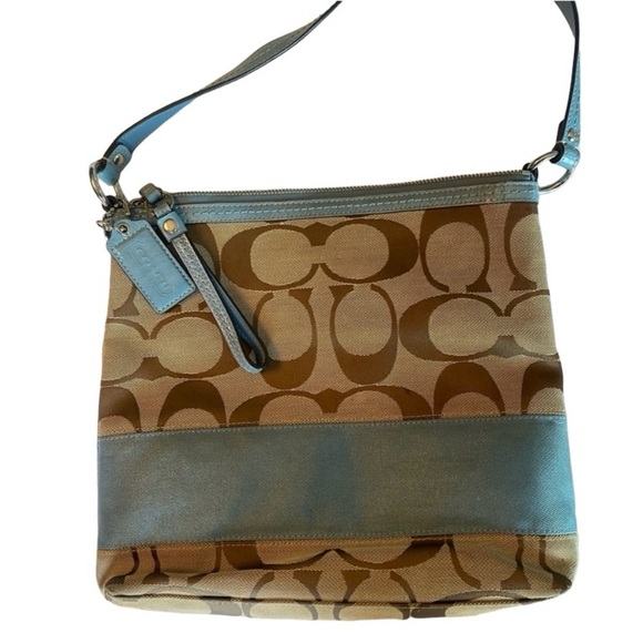 Coach Signature C Brown & Blue Canvas Bag AND Wallet - Picture 5 of 16